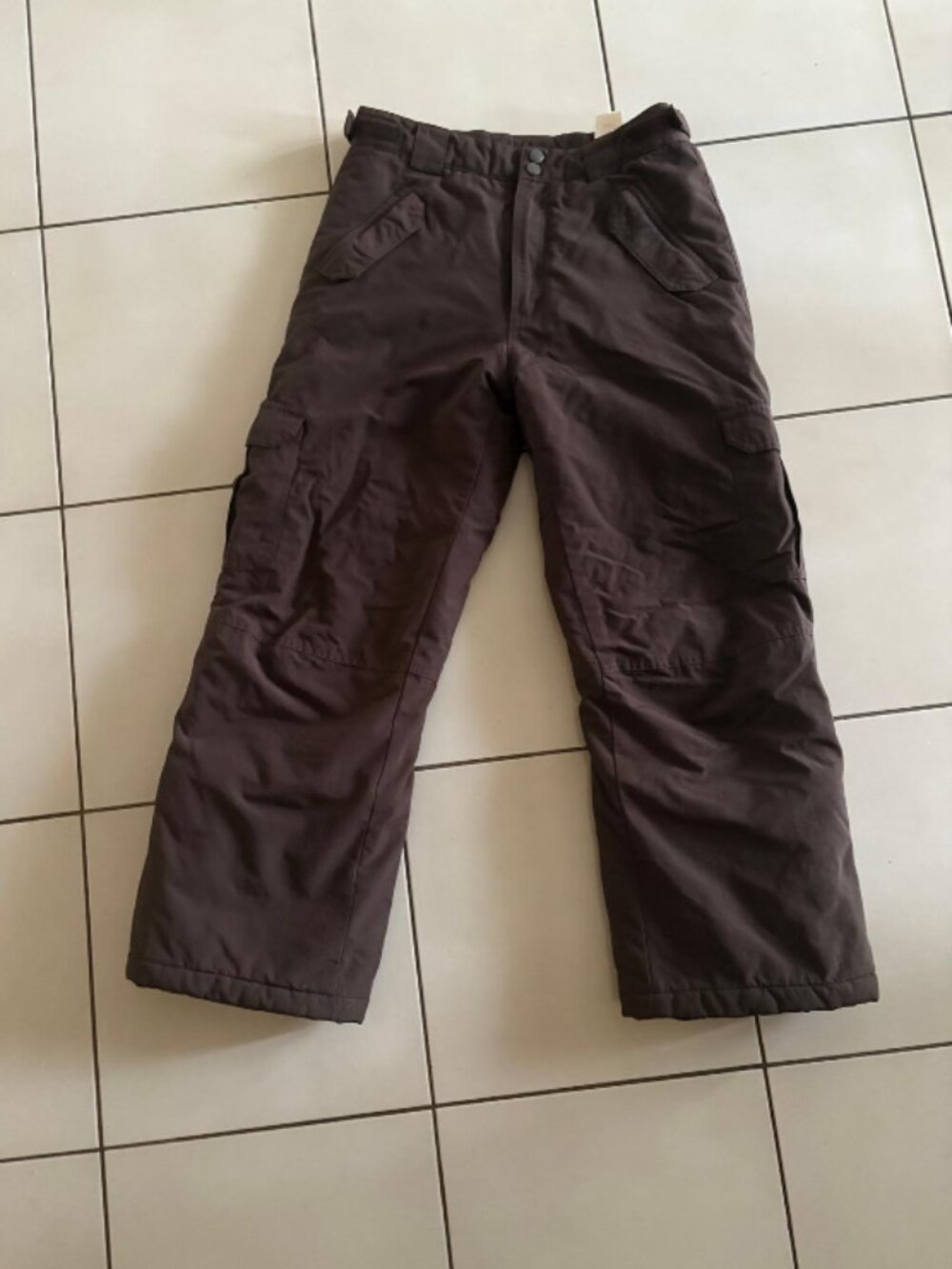 Dark Brown Insulated Snowpants with Protective Inner Lining and Adjustable Waist